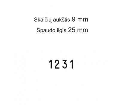 Numeratorius 1594, 9 mm, 4 skaičių