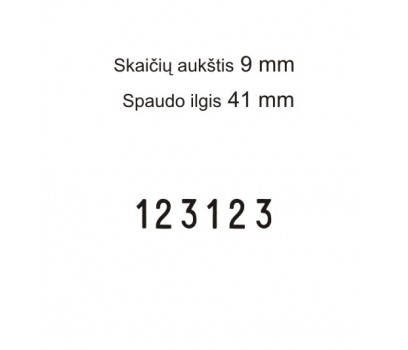 Numeratorius 1596, 9 mm, 6 skaičių