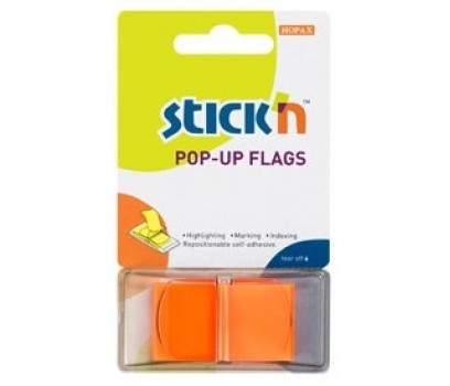 Plastikiniai žymekliai Stick`N 45x25mm 50vnt.lizdinėje pak.oranžinės sp.