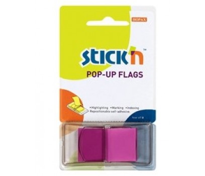 Plastikiniai žymekliai Stick`N 45x25mm 50vnt.lizdinėje pak.violetinės sp.