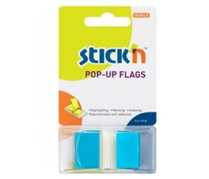 Plastikiniai žymekliai Stick`N 45x25mm 50vnt.lizdinėje pak. mėlynos sp.