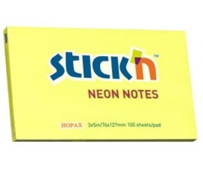 Lipnūs lapeliai Stick`N  76x125mm 100lap. neoninės geltonos sp.