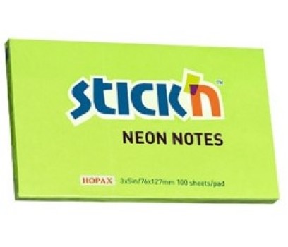 Lipnūs lapeliai Stick`N  76x125mm 100lap. neoninės žalios sp.