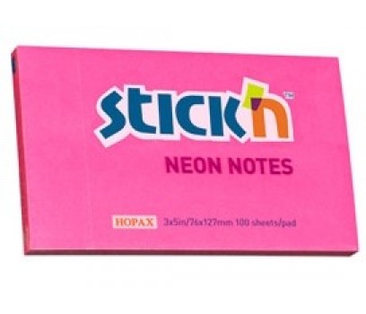 Lipnūs lapeliai Stick`N  76x125mm 100lap. neoninės rožinės sp.