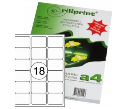 Lipnios etiketės Rillprint A4  63,5 x 46,6mm 18 lipd/lap.